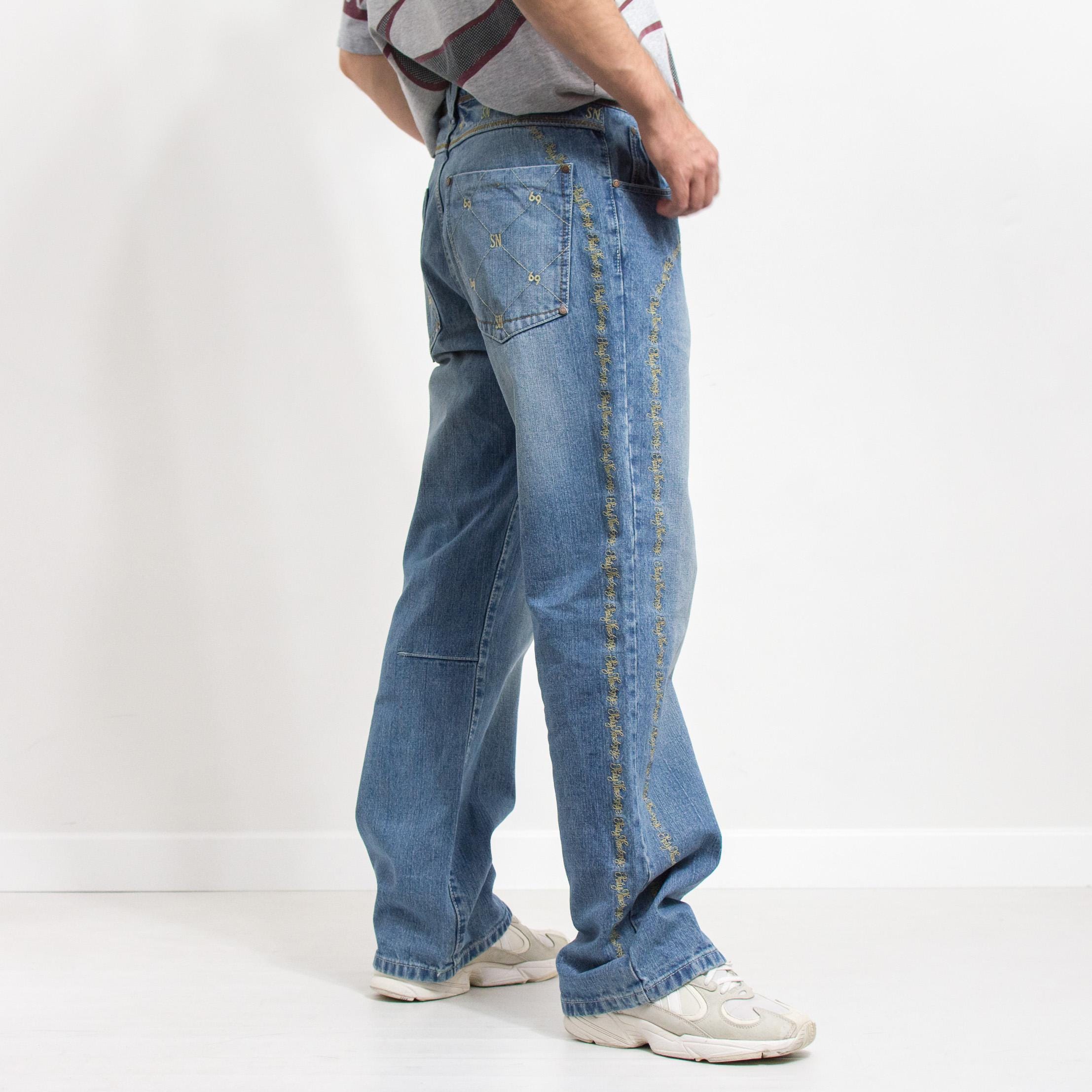 Vintage Y2K Jeans Hip Hop Sixty Nine Embroidered Denim Men Size
