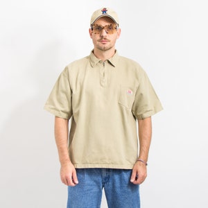 Levi&#39;s denim shirt Vintage beige short sleeve men size M/L