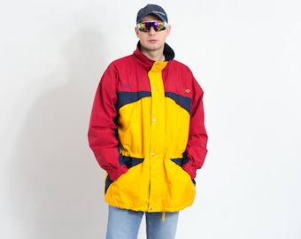 Vintage windbreaker in yellow red jacket padded men size XL