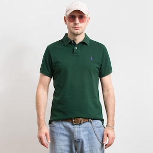 Polo Ralph Lauren Slim Fit Green Polo Shirt | vintage short sleeve top | men&#39;s size L