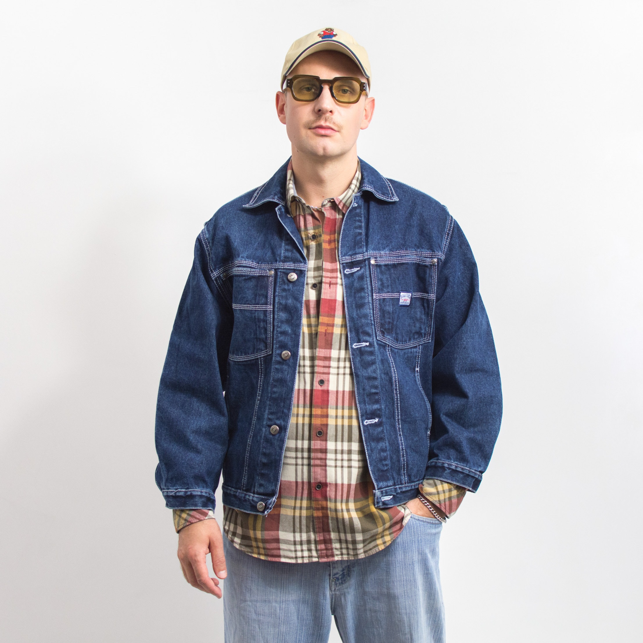Smith's Hip Hop Denim Jacket 2000's Vintage Blue Jean Men Size S