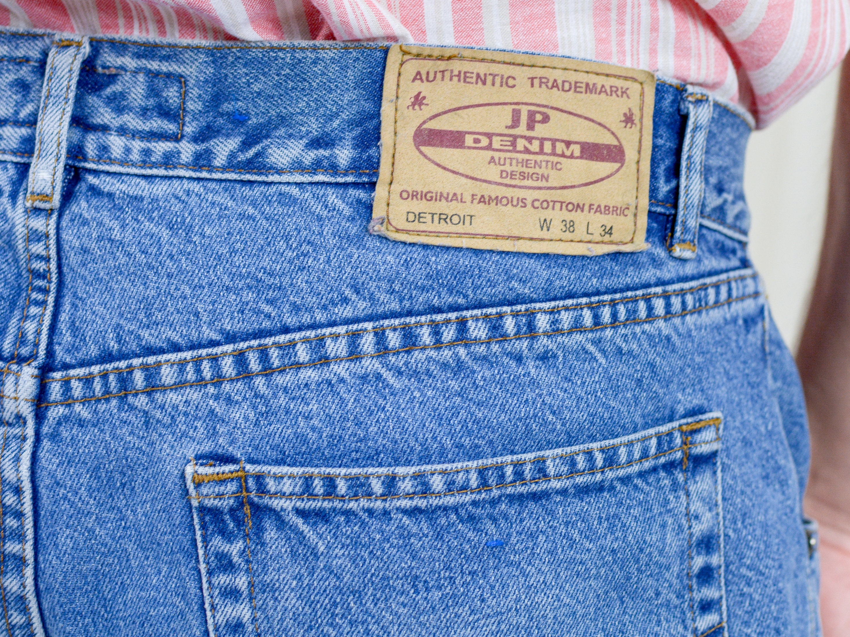 Vintage Jeans W38 L34 Blue Denim High Waist 90s Zip Fly Straight