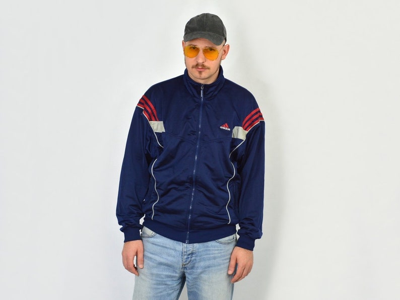 navy adidas tracksuit top