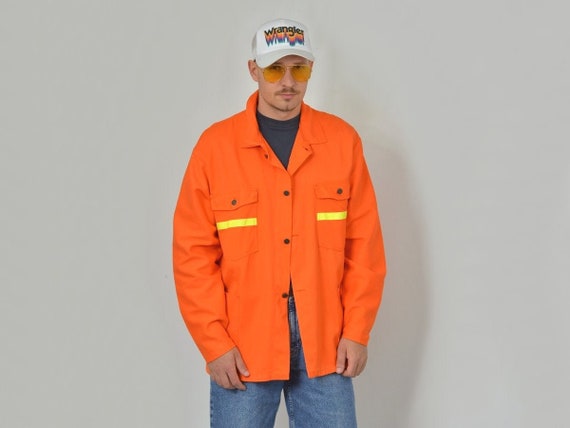 Orange work jacket neon working coat workwear refl