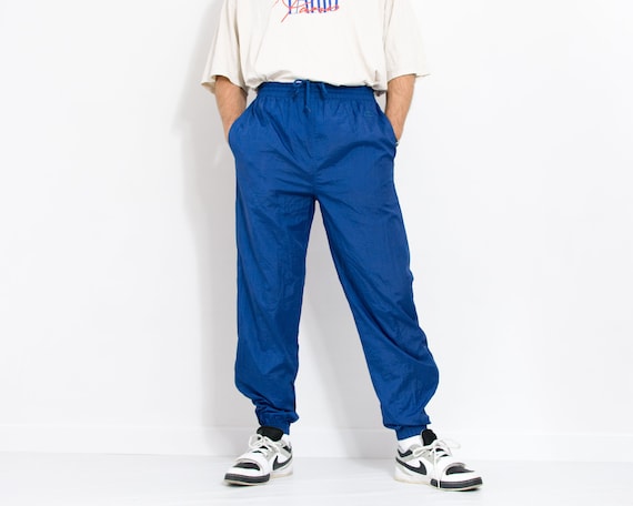 Champion Trainingshose Vintage 90er Blau Muschel Jogginghose Nylon Gr. M