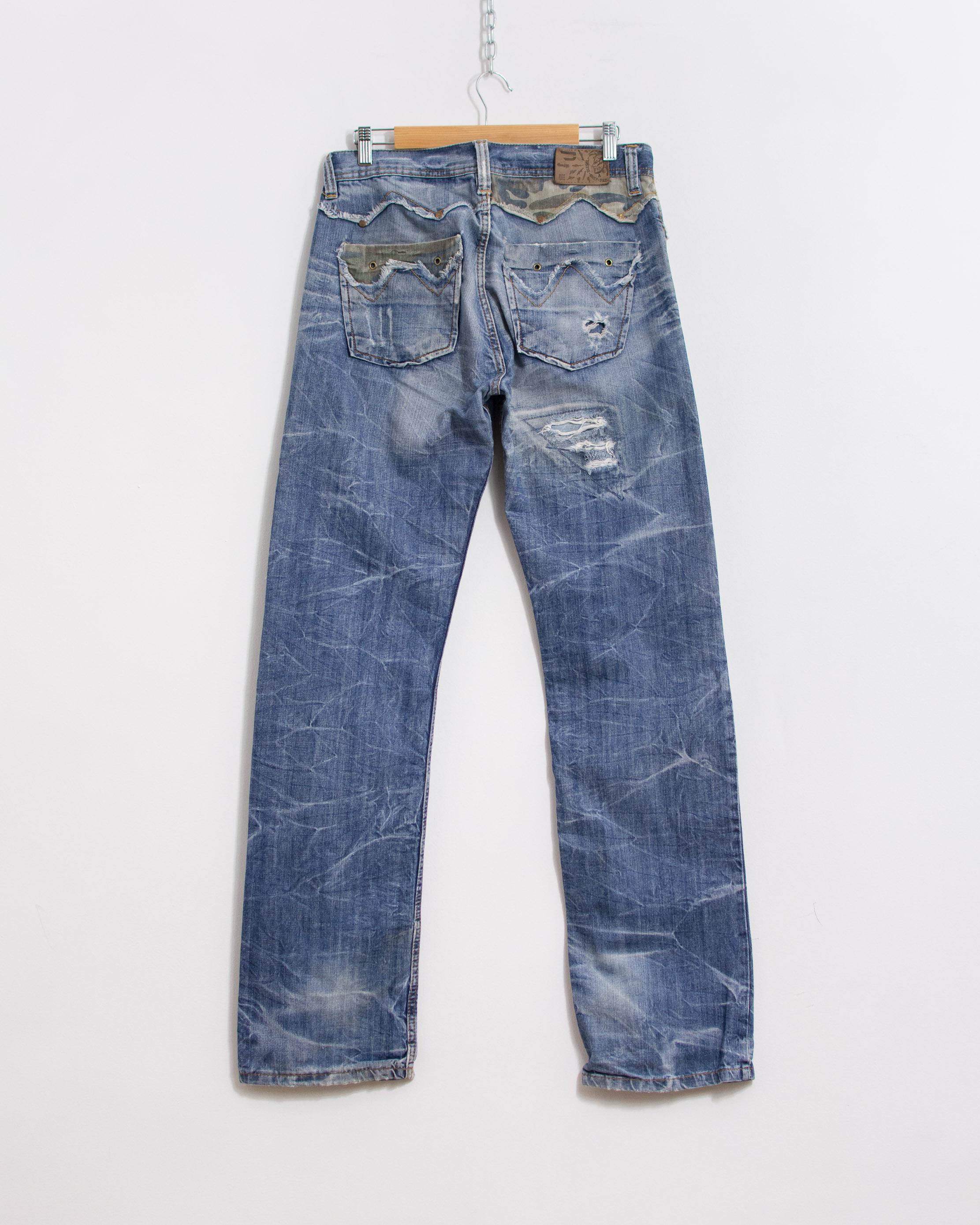 鬼フェード◎ y2k Diesel Straight Denim Pants Diesel Y2K Distressed Straight Leg Jeans Size 32 - Etsy