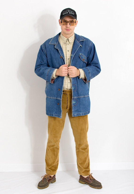 Lined Denim Jacket 80s Vintage Oversized Jean Parka Size M - Etsy