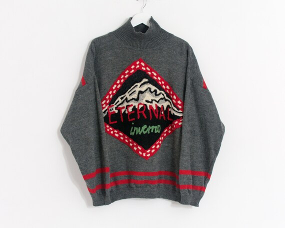Winter Wool Sweater Eternal Inverno Mountain Jumper Landscape Pattern Men Size L Etsy Ireland