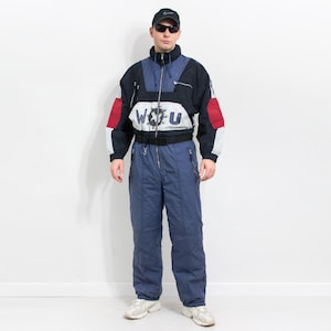 Ski suit Vintage 90's colorblock snow jumpsuit winter one piece men size L