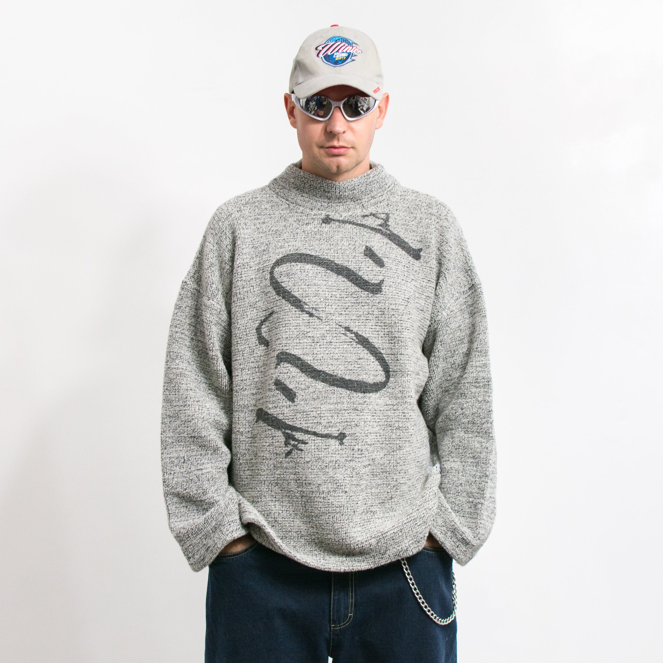 Vintage 90's Wool Jumper Chunky Sweater Mockneck Oversized