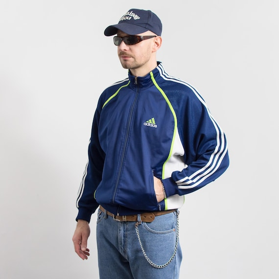 Adidas Vintage 90s Track Jacket Shiny Zip up M - Etsy