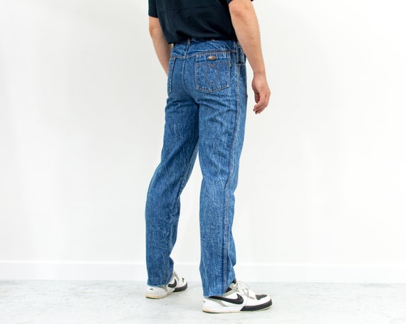 Stonewashed blue jeans 80s vintage cut off leg size W… - Gem