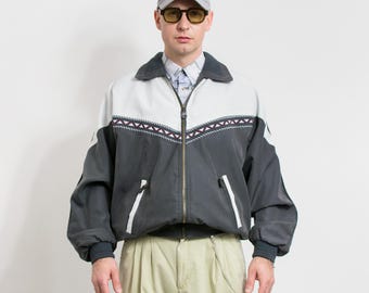 Survêtement Vintage Top Veste Homme Noir XL, Motif Colorblock, Coupe Confort