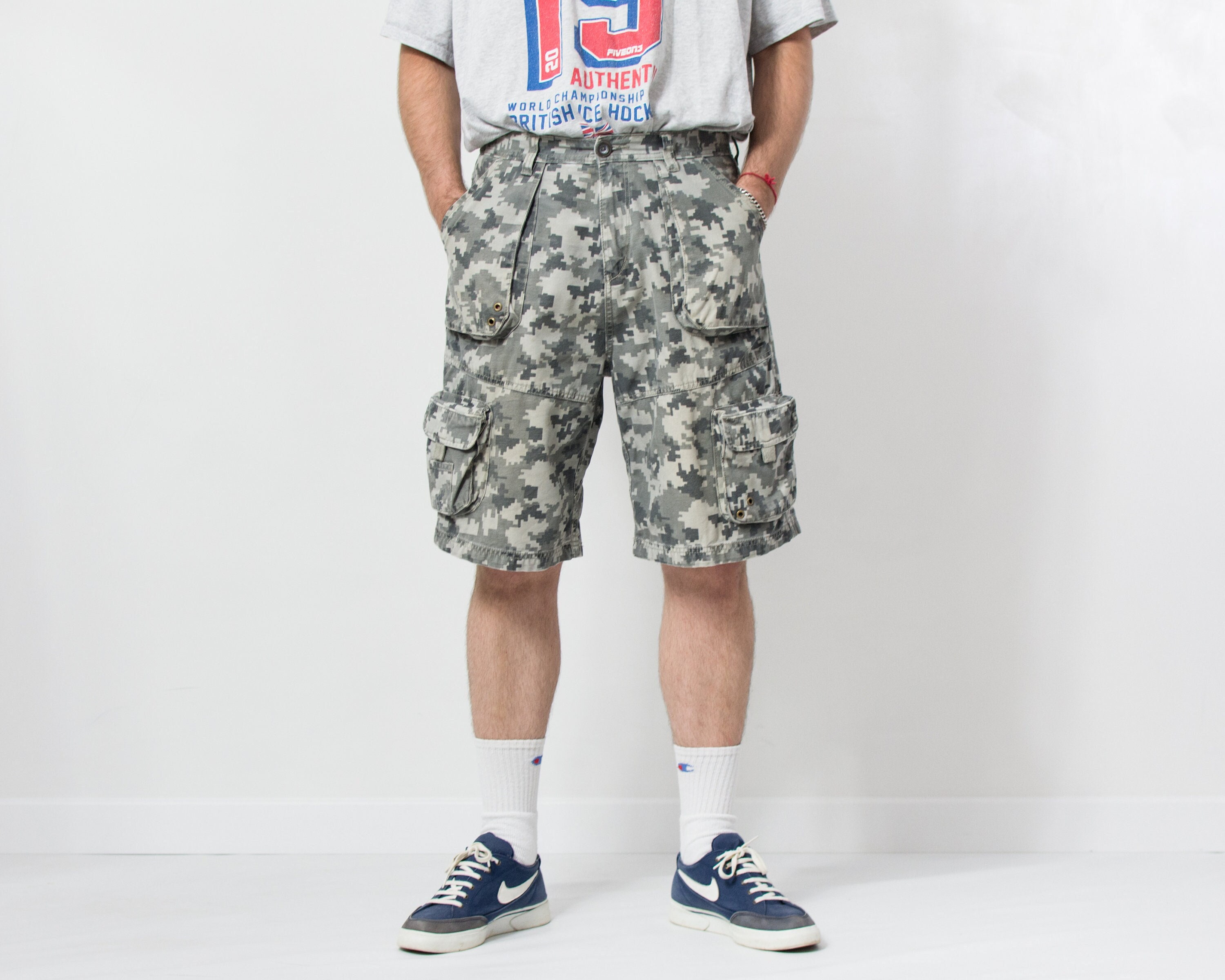 Grey camouflage deals shorts