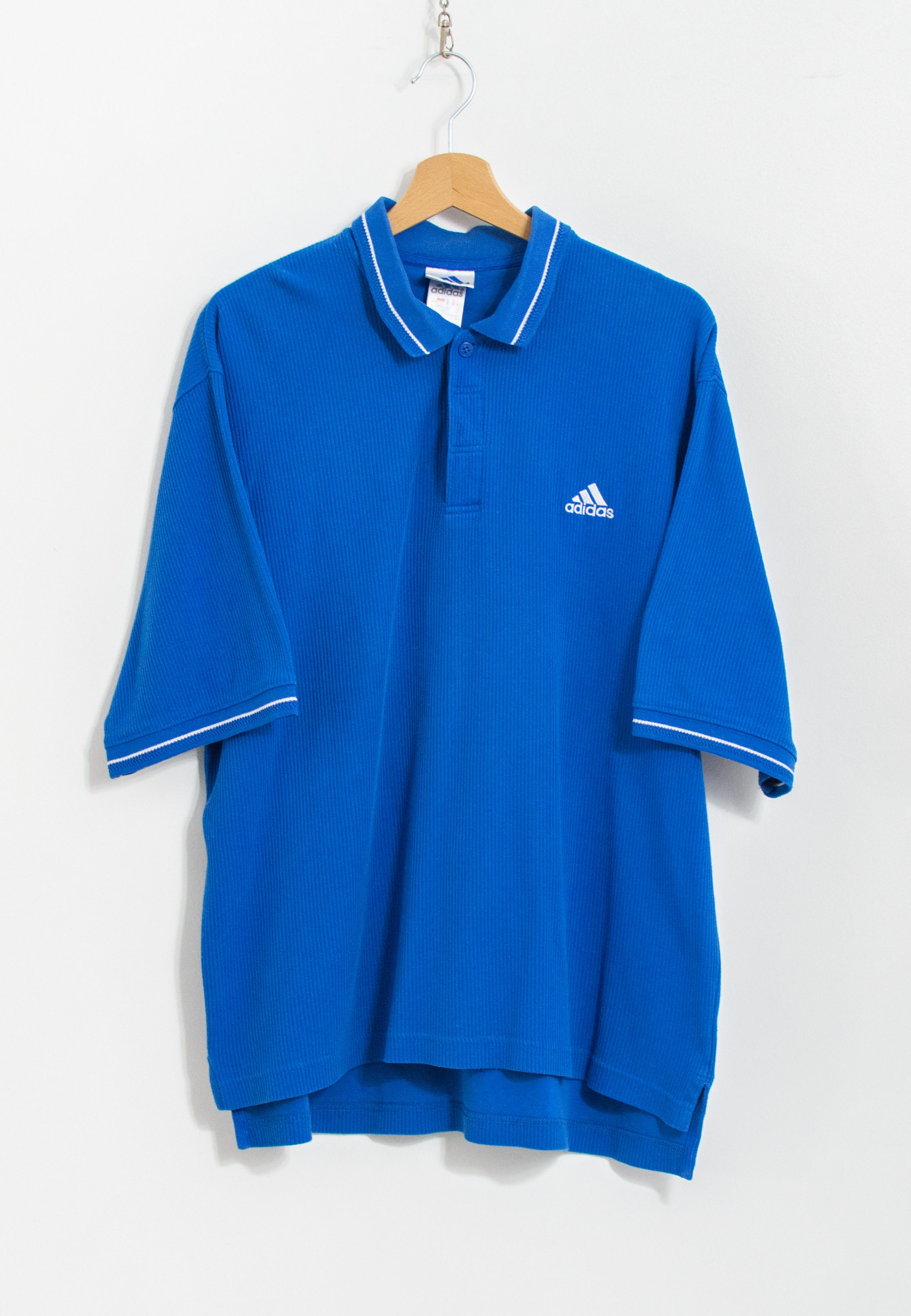 ADIDAS 90年代 ポロシャツ ヴィンテージ ブルーカラー 半袖 メンズ 