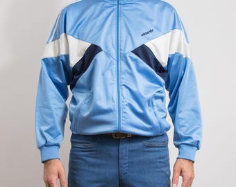 Vintage Adidas Track Jacket 80s Blue Colorblock Zip up XXL - Etsy