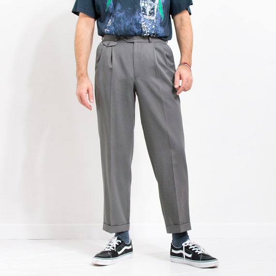 【sullen】90s vintage baggy slacks grey St Michael Pleated Wool Pants Vintage Gray Formal Trousers
