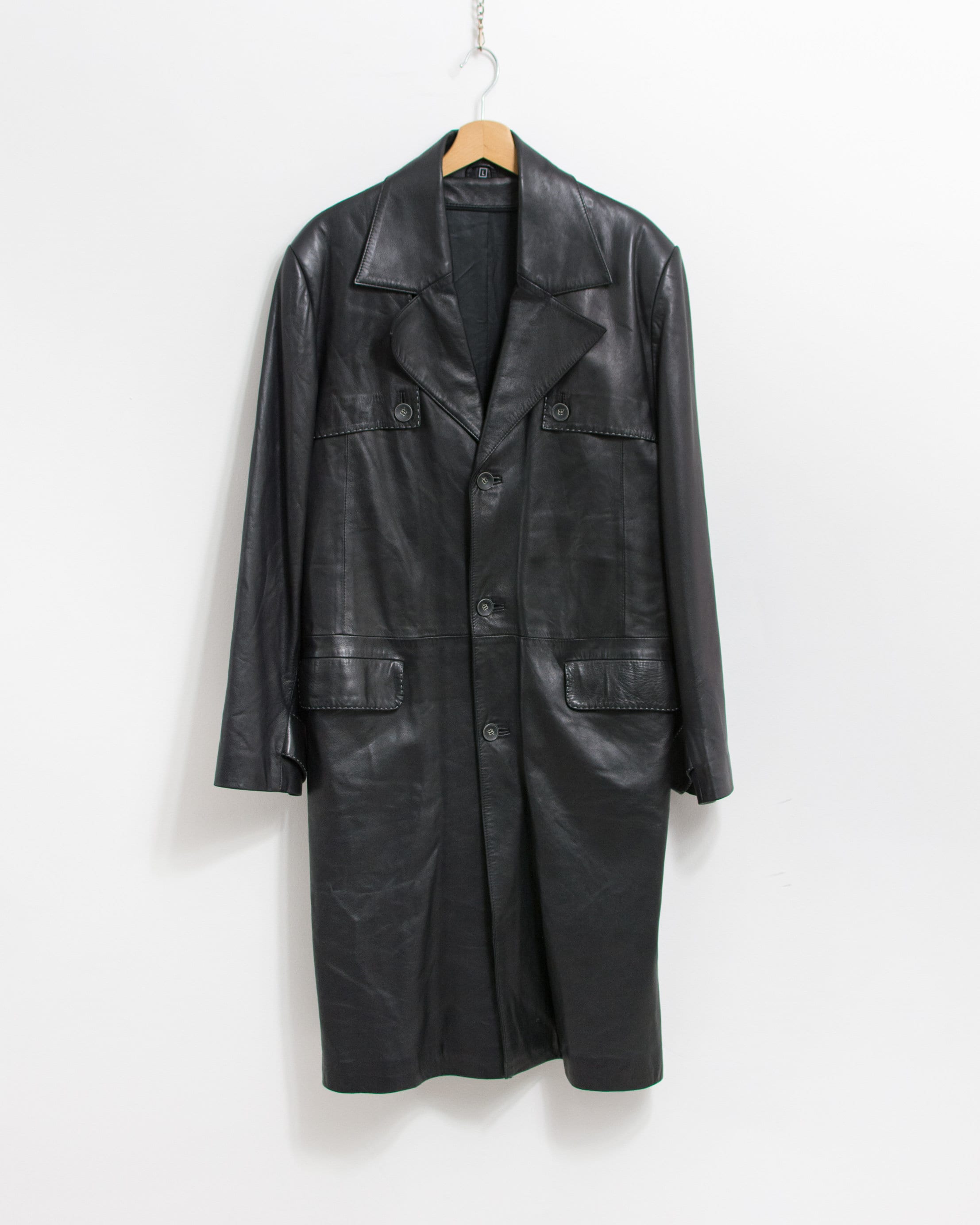 Womens Leather Trench Coat Brown L-XL? Long SOFT Lambskin