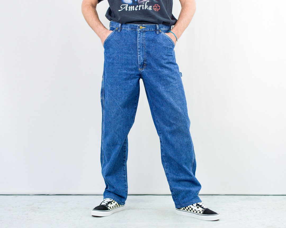 Wide Leg Jeans Vintage Y2K Skate Pants Blue Denim Trousers - Etsy