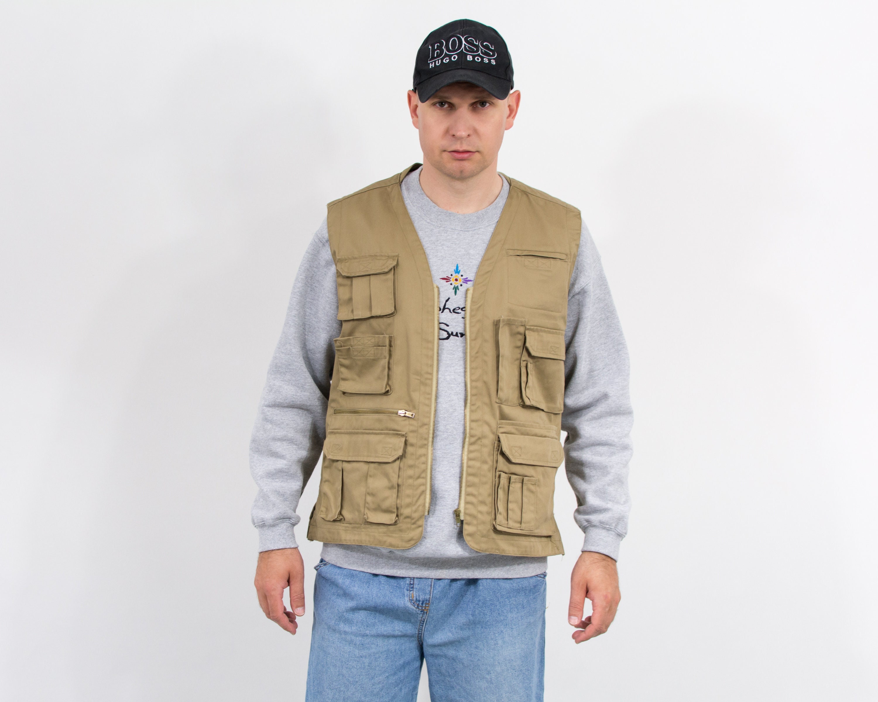 Fishing Vest Vintage Cargo 90s Sleeveless Jacket Fisherman Men - Etsy Israel