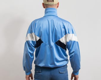 Vintage Adidas Track Jacket 80s Blue Colorblock Zip up XXL - Etsy