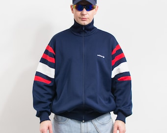 ADIDAS 80's Track Jacket Vintage Colorblock Tracksuit Top Men Size