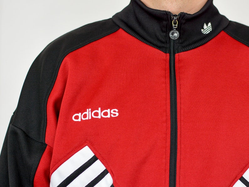 adidas tracksuit black red stripes