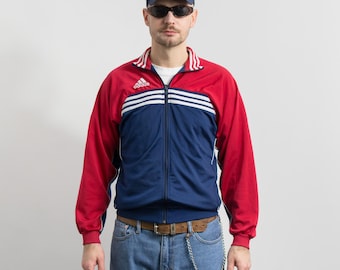 ADIDAS Tracksuit Top 80's Vintage Track Jacket Green Men Size L/XL