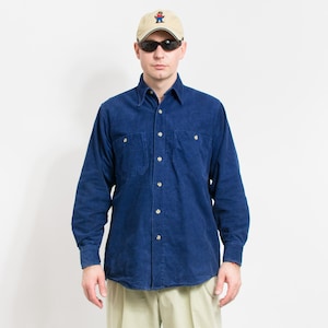 Vintage corduroy shirt lined button down shacket men size XL