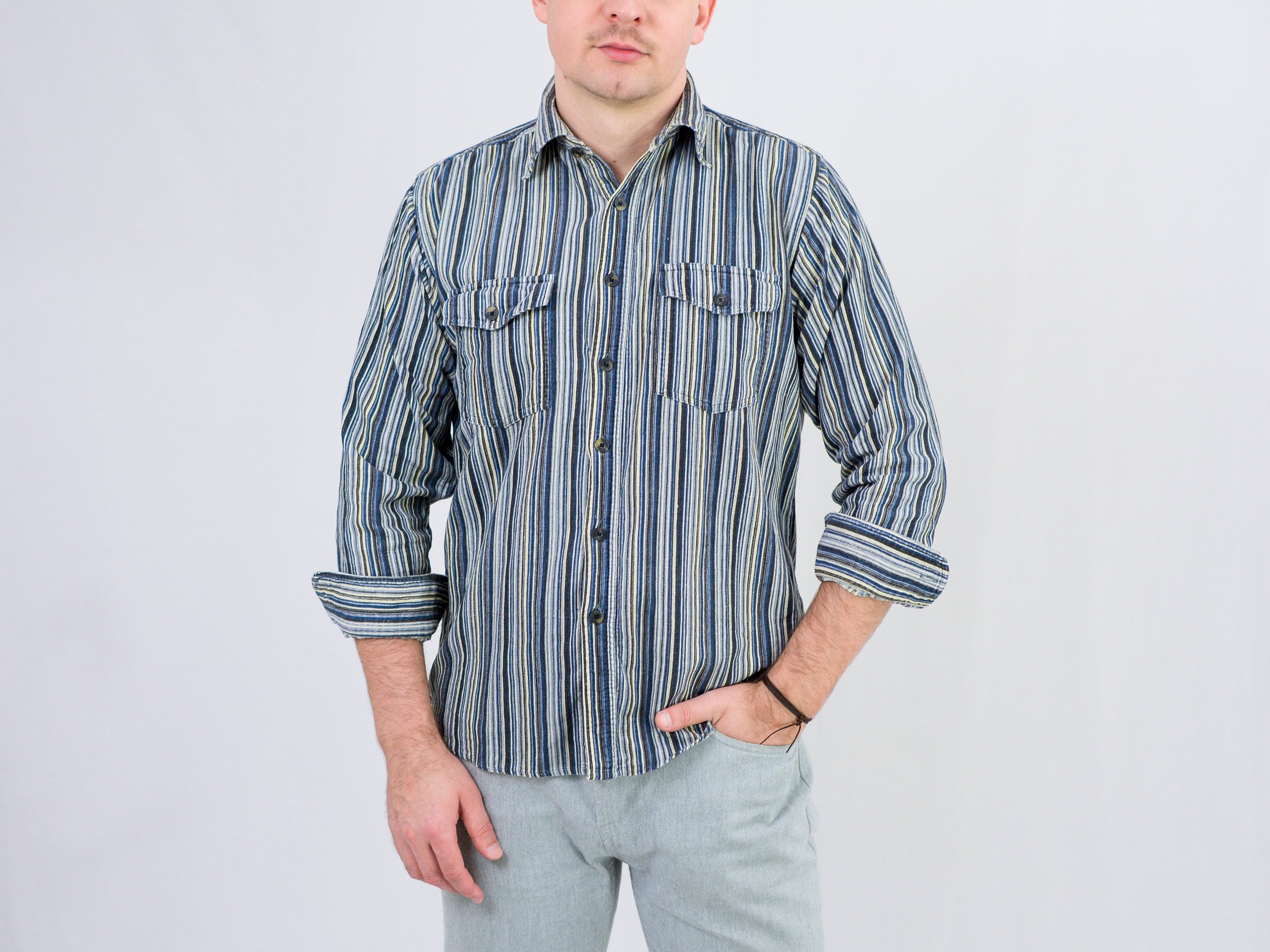 即完売品　＜A.PRESSE＞Vintage Corduroy OP Shirt Vintage 90's Marlboro Unlimited Men Red Thick Corduroy