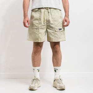 Vintage Cargo Shorts | sand beige utility | 90s festival baggy | men&#39;s size L