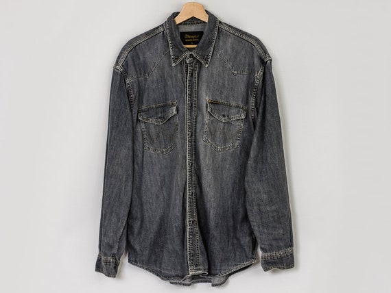 WRANGLER Shirt Vintage Denim Black Gray 