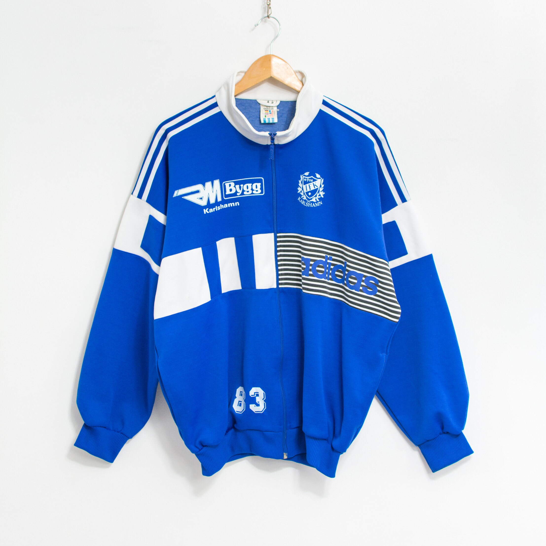 80s PROPAK speedline / サッカーゲームシャツ ヴィンテージ ADIDAS 80's Vintage Track Jacket IFK Karlshamn Zip up Blue Men