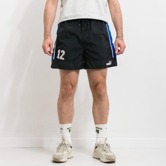 PUMA 90s Shorts Vintage | Black Football Gym Embroidered | Men's