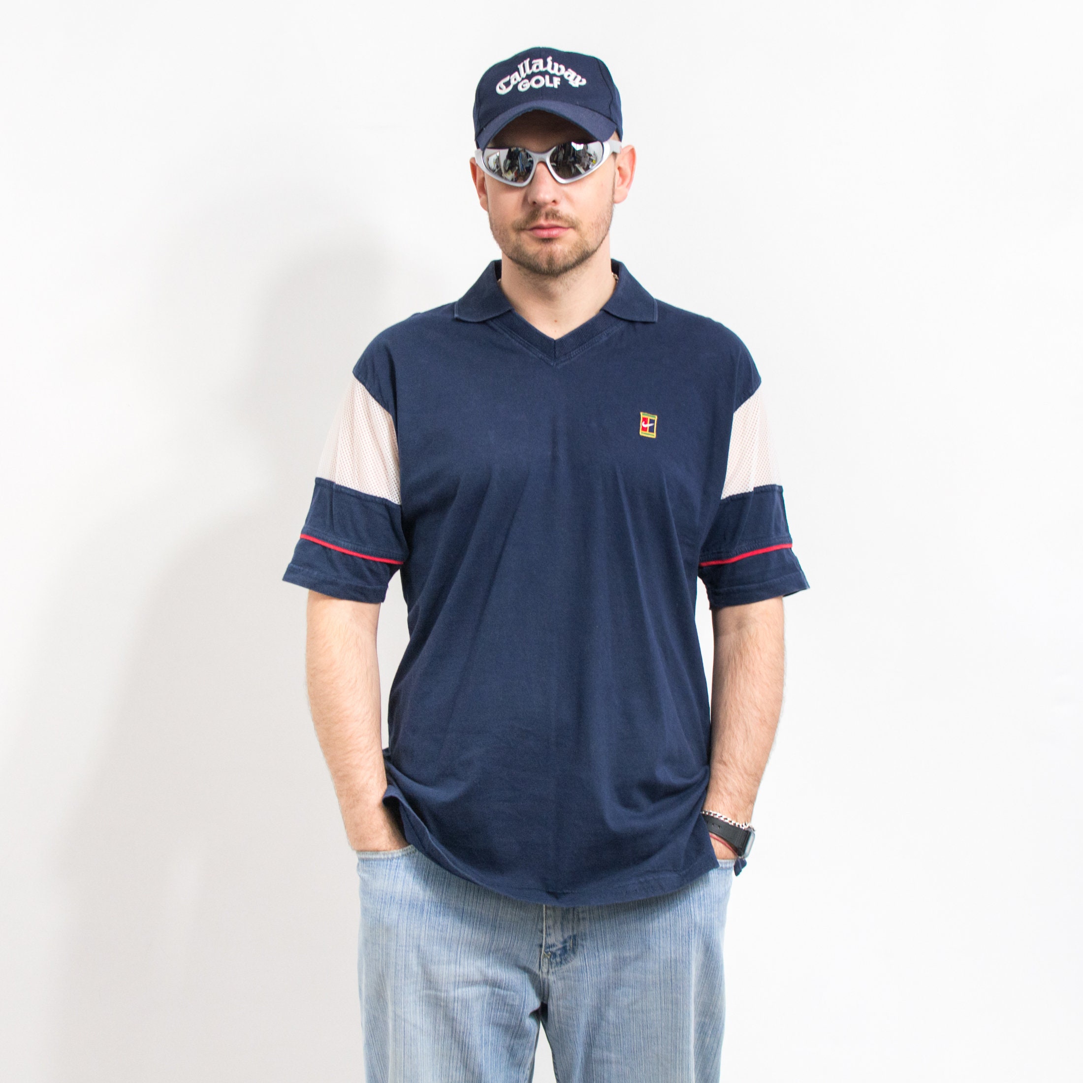 NIKE 90年代 ポロシャツ ヴィンテージ ブルーカラー 半袖 メンズ 