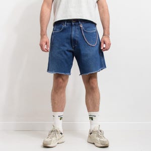 Vintage 90s Grunge Denim Cutoff Shorts | Psychocowboy jean | baggy streetwear | men&#39;s size L