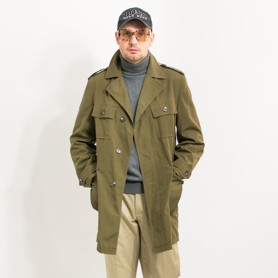 Vintage light jacket military parka in khaki gree… - image 1