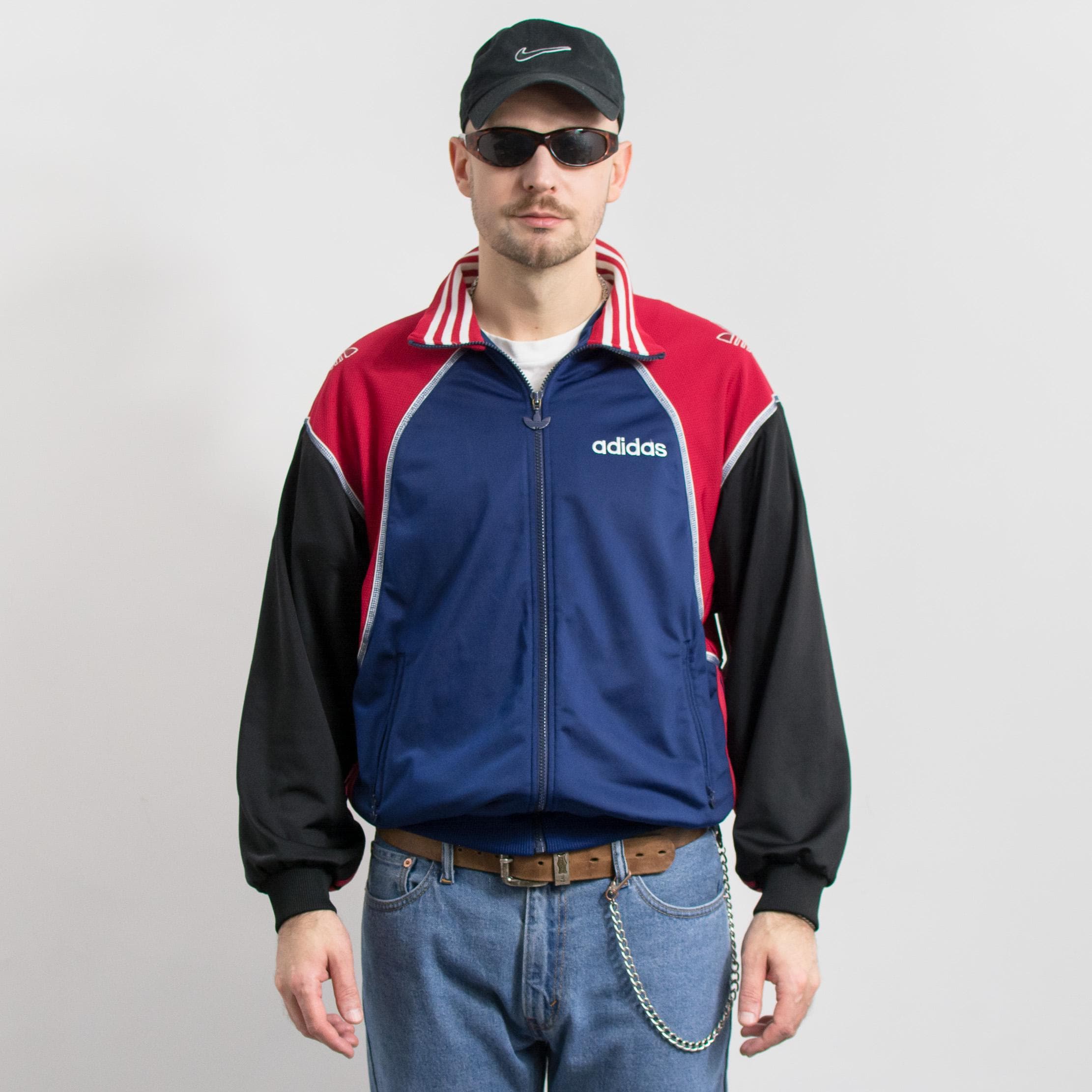 Vintage 90s Adidas Track Jacket Colorblock Zip up M - Etsy