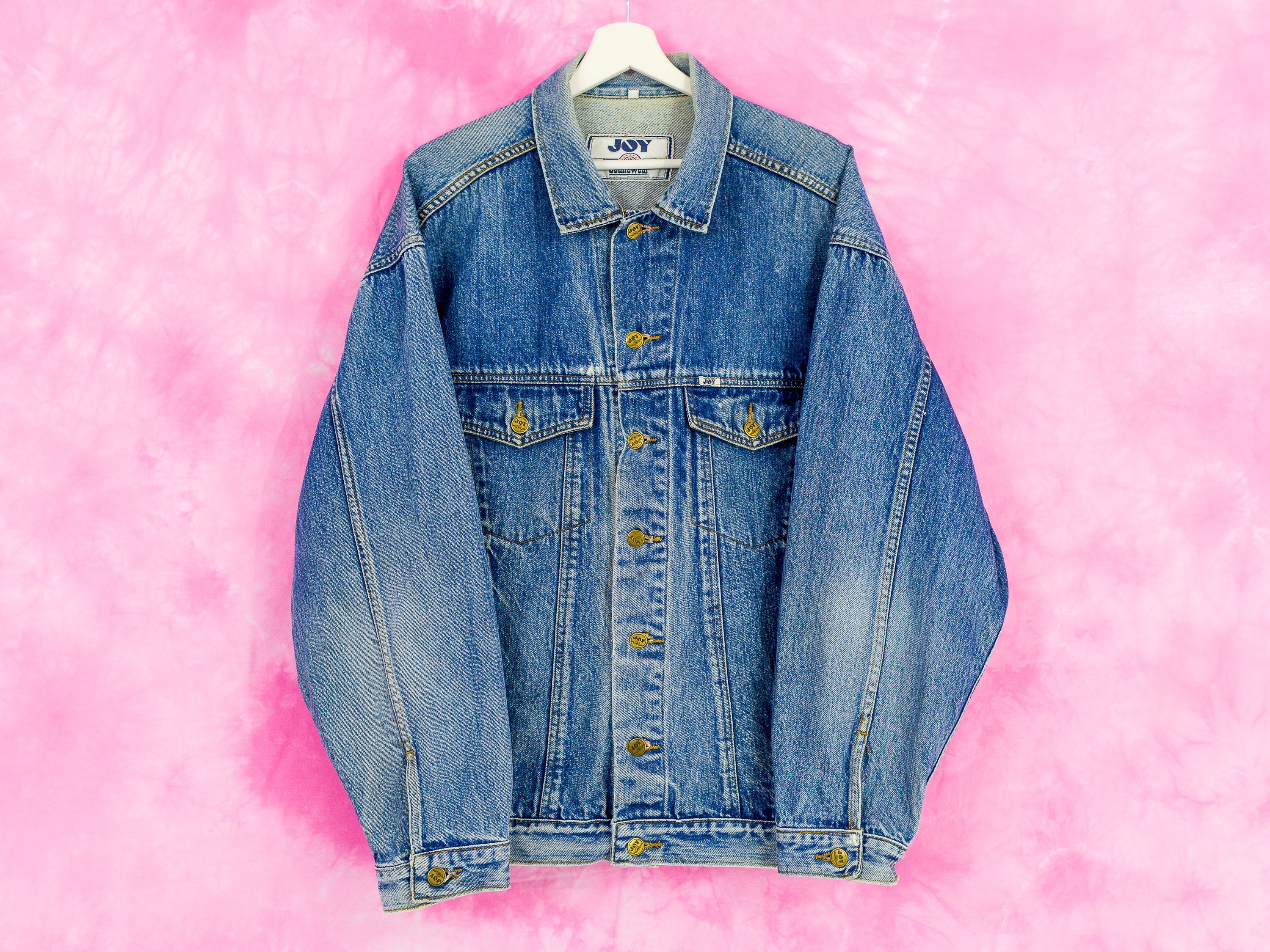 Vintage blue denim jacket oversized 90s jean men trucker Etsy