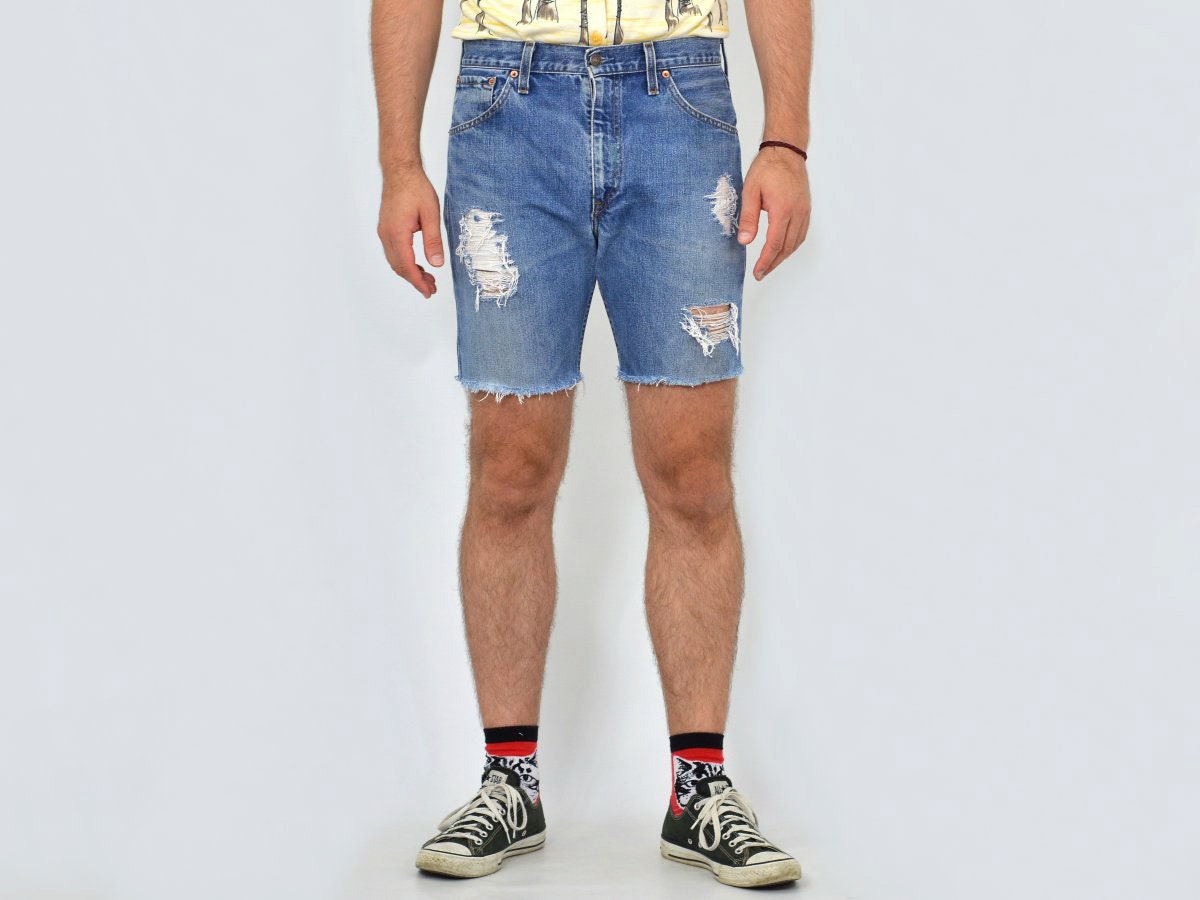 Distressed Levis Shorts Men Vintage Blue High Waist Waisted Distressed Levis Shorts Men Vintage Blue High Waist Waisted