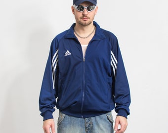 ADIDAS track jacket Vintage zip up blue men size XL