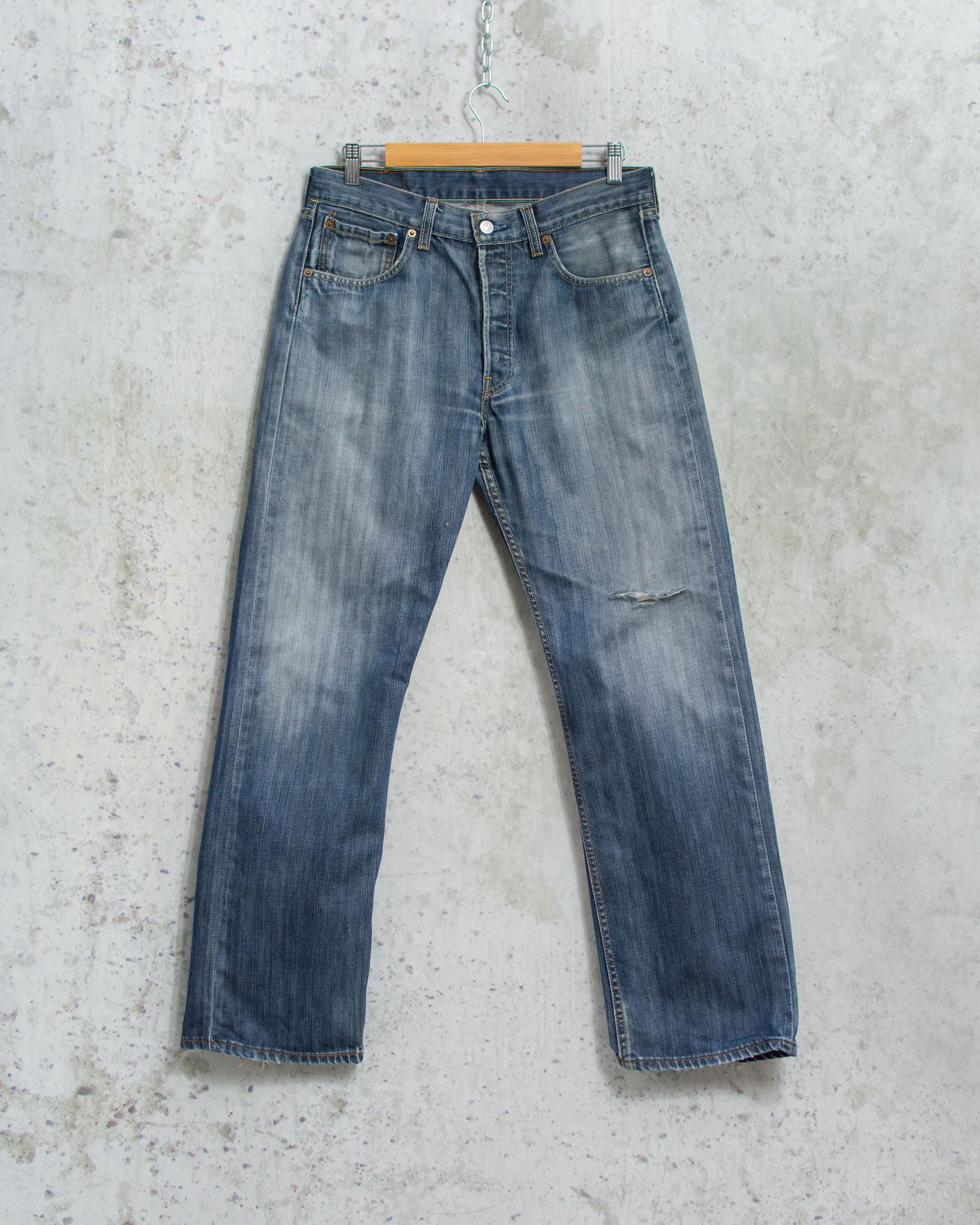 Levi's 501 Jeans Vintage Distressed Denim Button Fly Men
