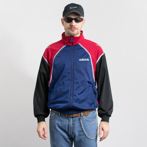 Vintage 90s Adidas Track Jacket Colorblock Zip up M - Etsy