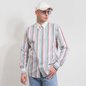 Tommy Hilfiger striped formal shirt vintage fit button down men size L