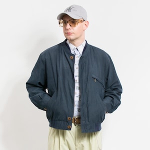 Vintage bomber jacket blue oversized men size L/XL