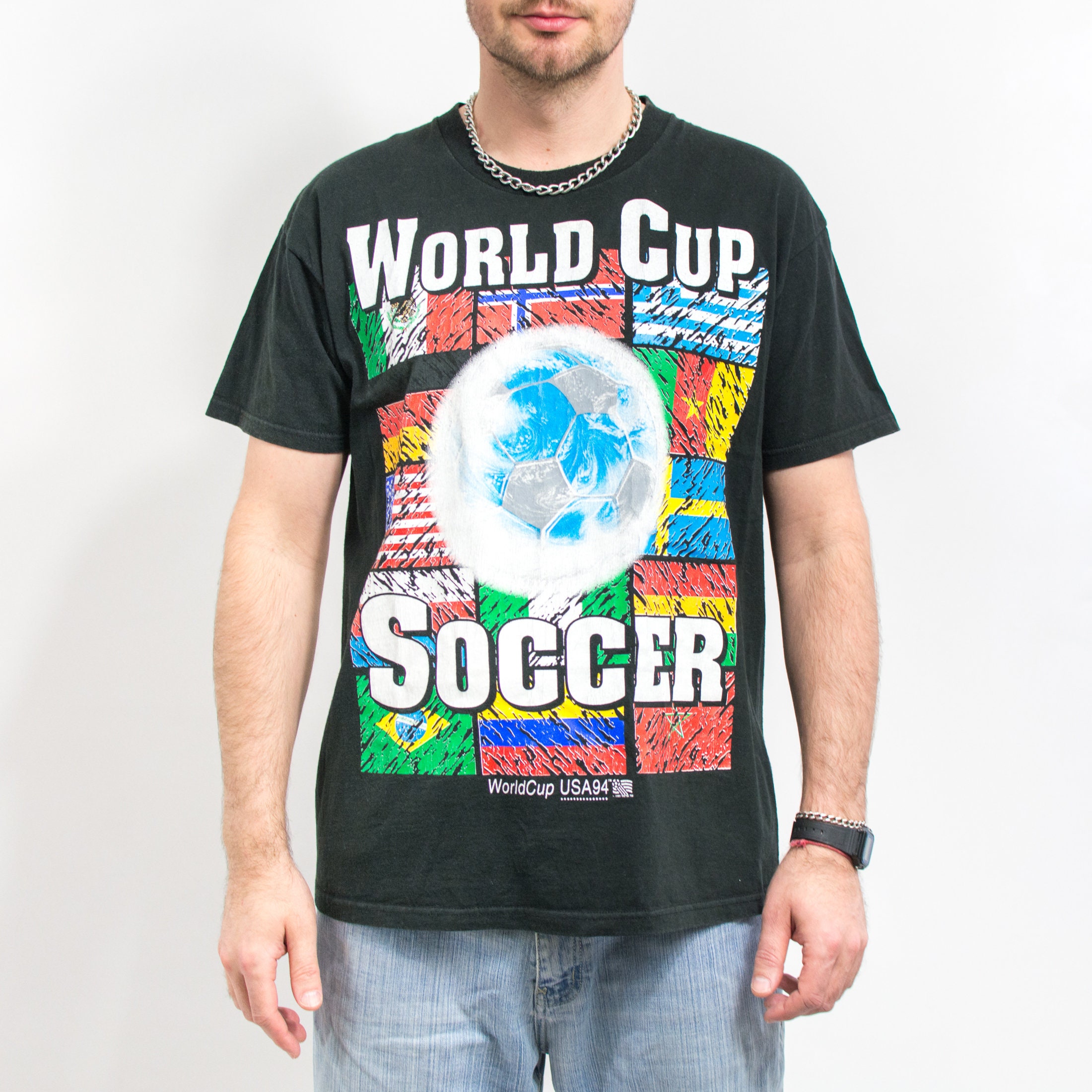 新古品　World Cup USA 94 Tシャツ Lサイズ Vintage World Soccer World Cup USA 94 T Shirt Single Stitch