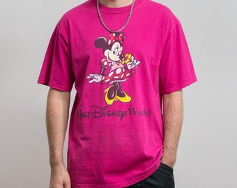 Vintage Disney Minnie Mouse Pink T-Shirt made in USA XL