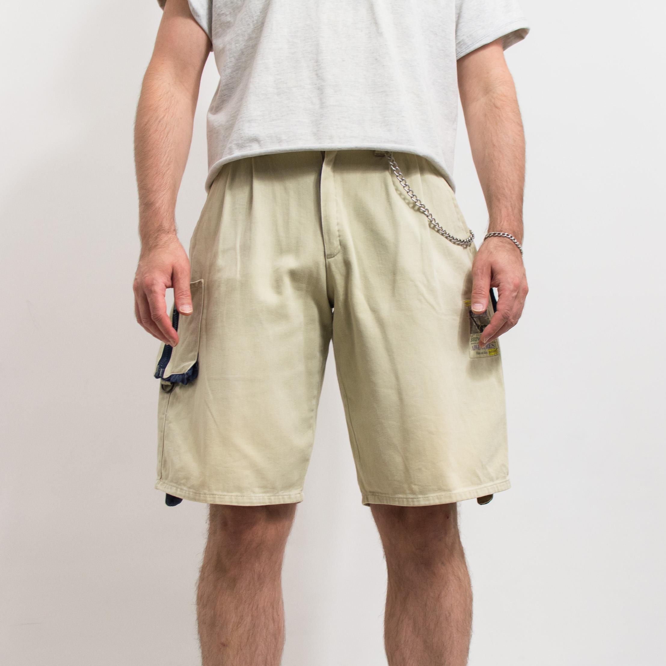 Vintage Safari Cargo Shorts | 90s Beige Utility Bottom Men