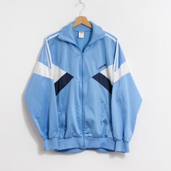 Vintage Adidas Track Jacket 80s Blue Colorblock Zip up XXL - Etsy
