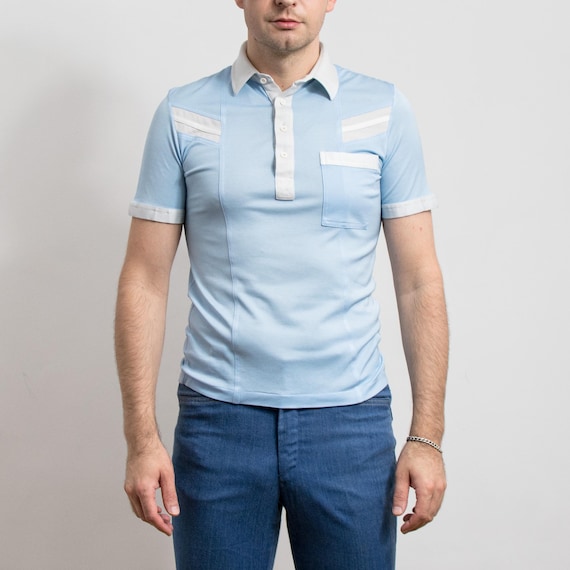 80s Polo Shirt Vintage Michael Blue Collared Short Sleeve